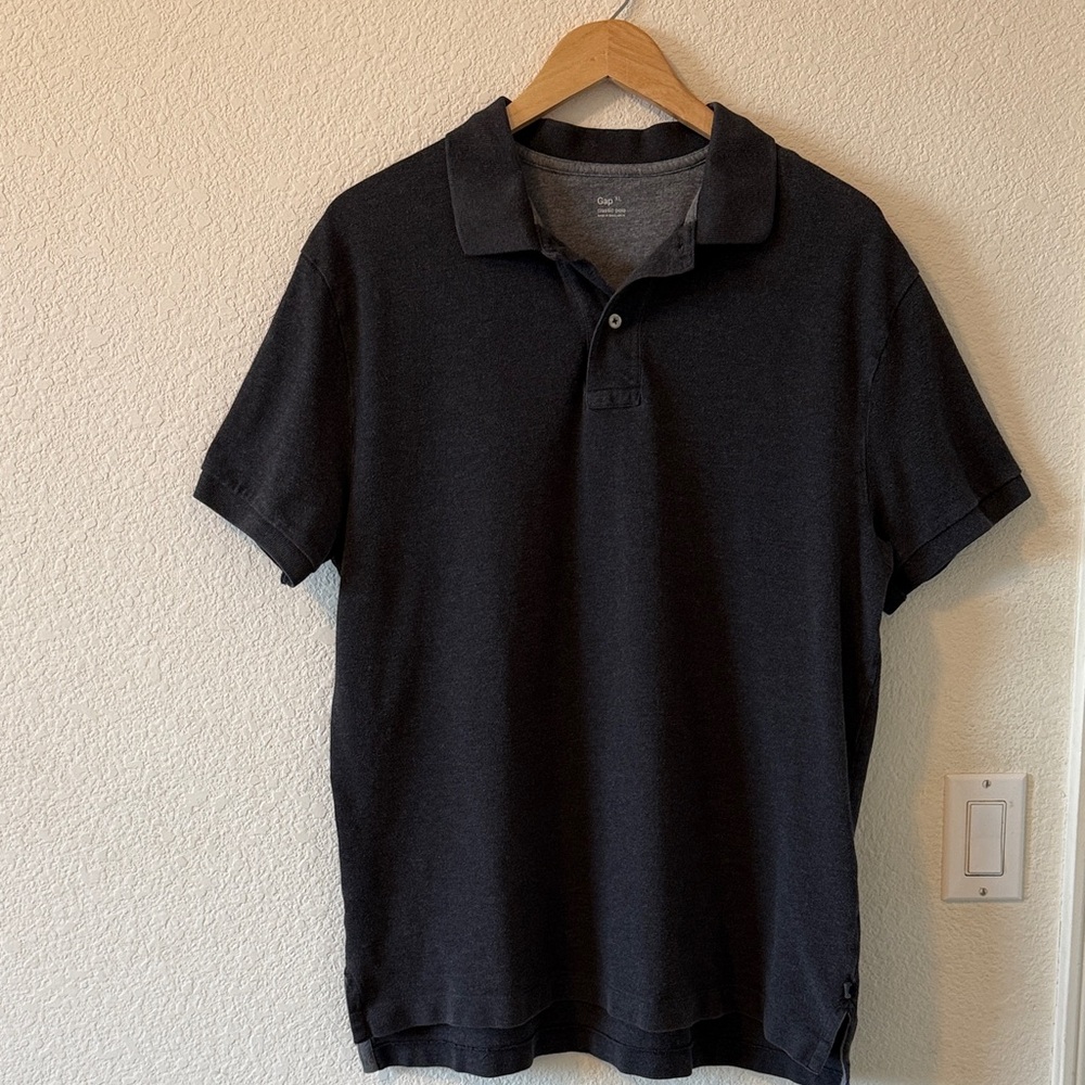 GAP 100% Cotton Classic Polo Shirt, Charcoal Gray, size XL